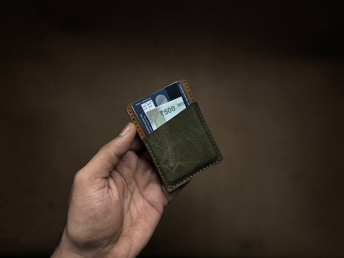 The Card Sleeve - Olive Green on British Tan