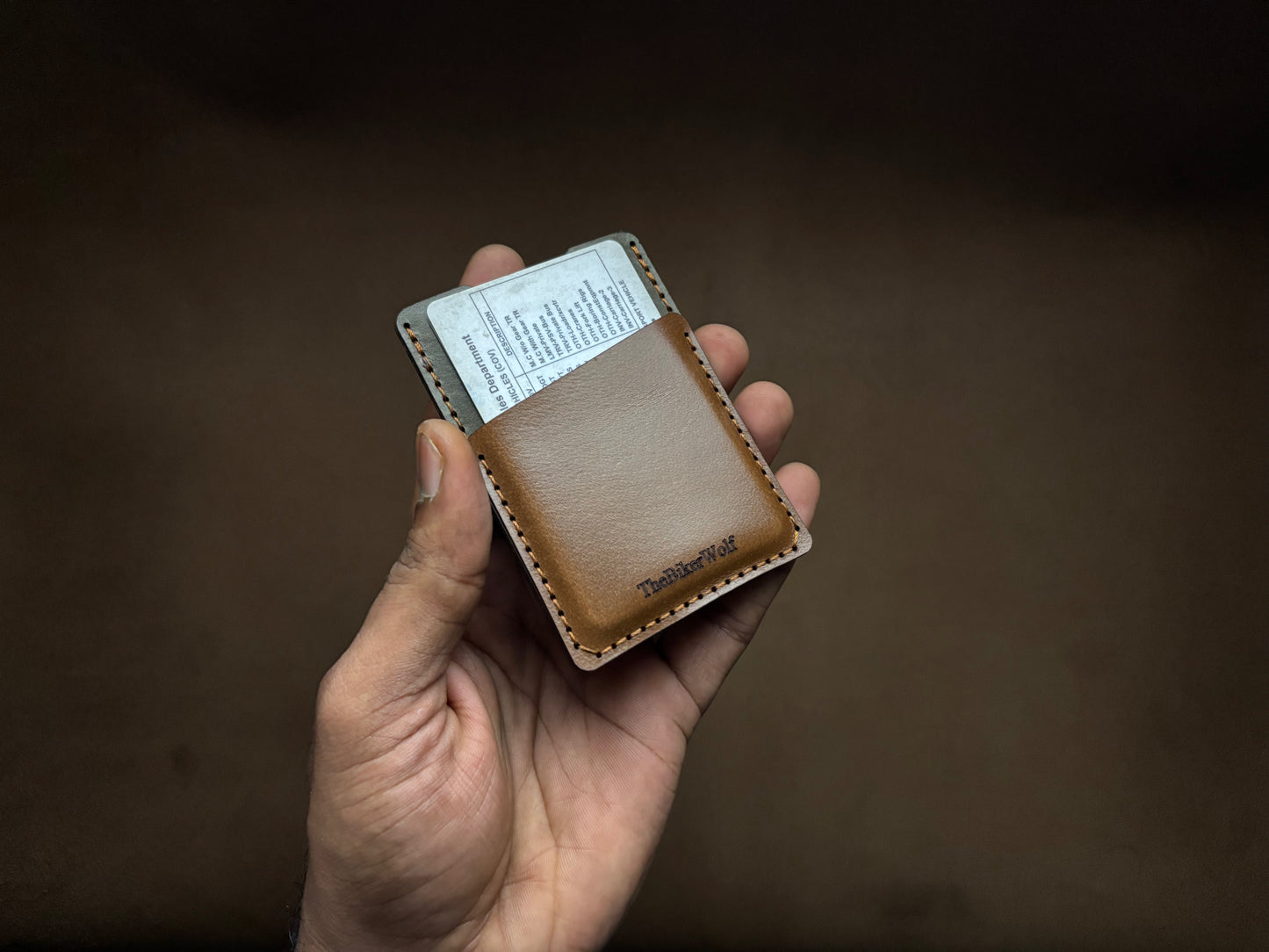 The Card Sleeve - British Tan on Olive Green