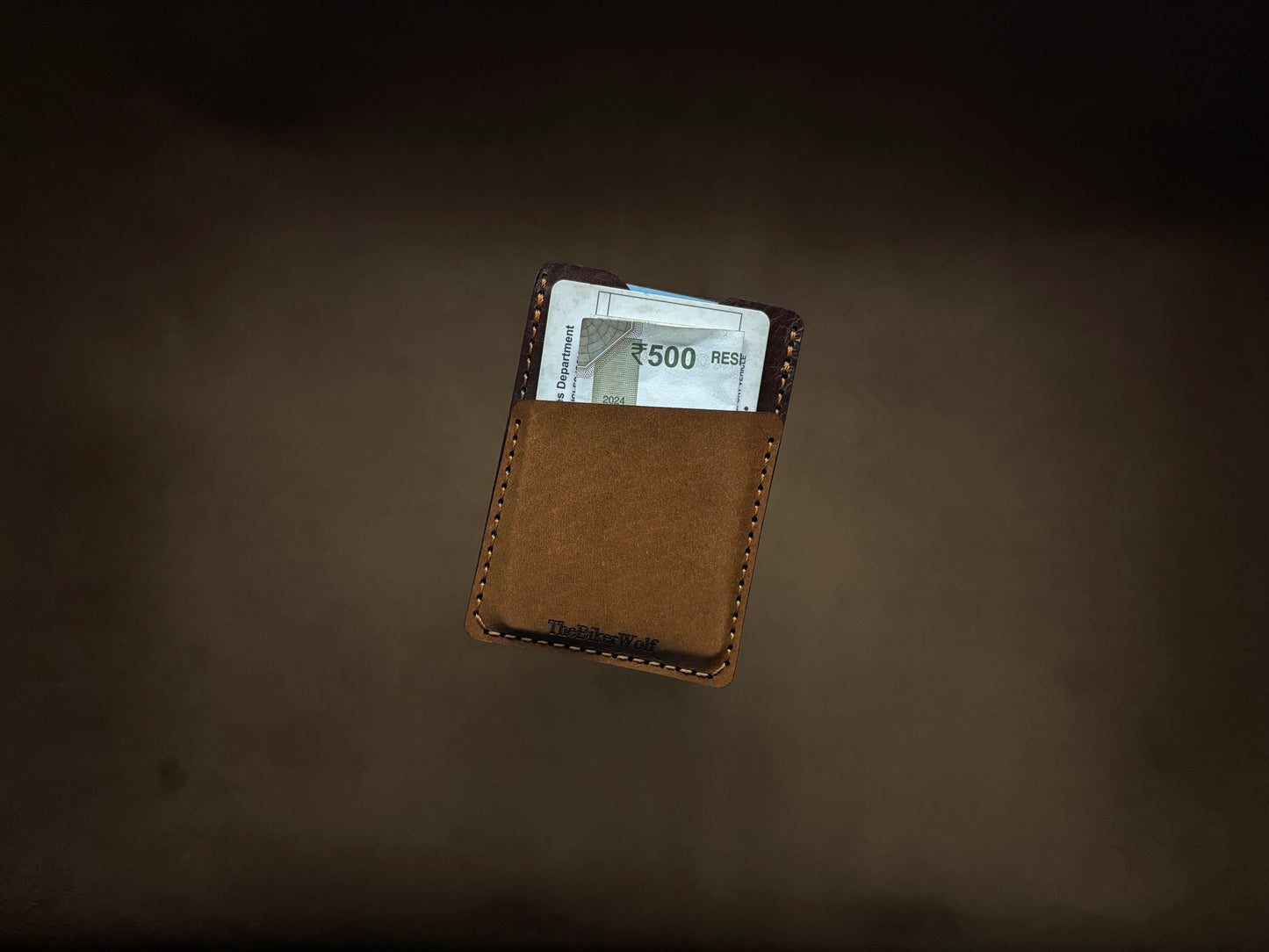 The Card Sleeve - British Tan on Dark Brown