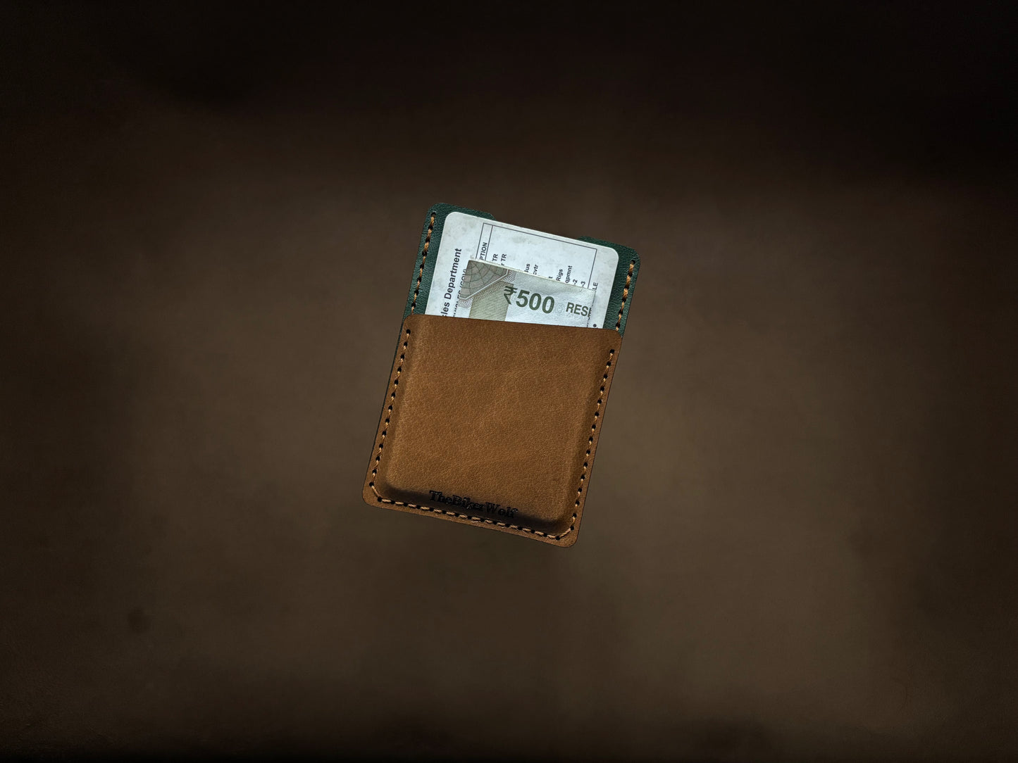 The Card Sleeve - British Tan on Bottle Green