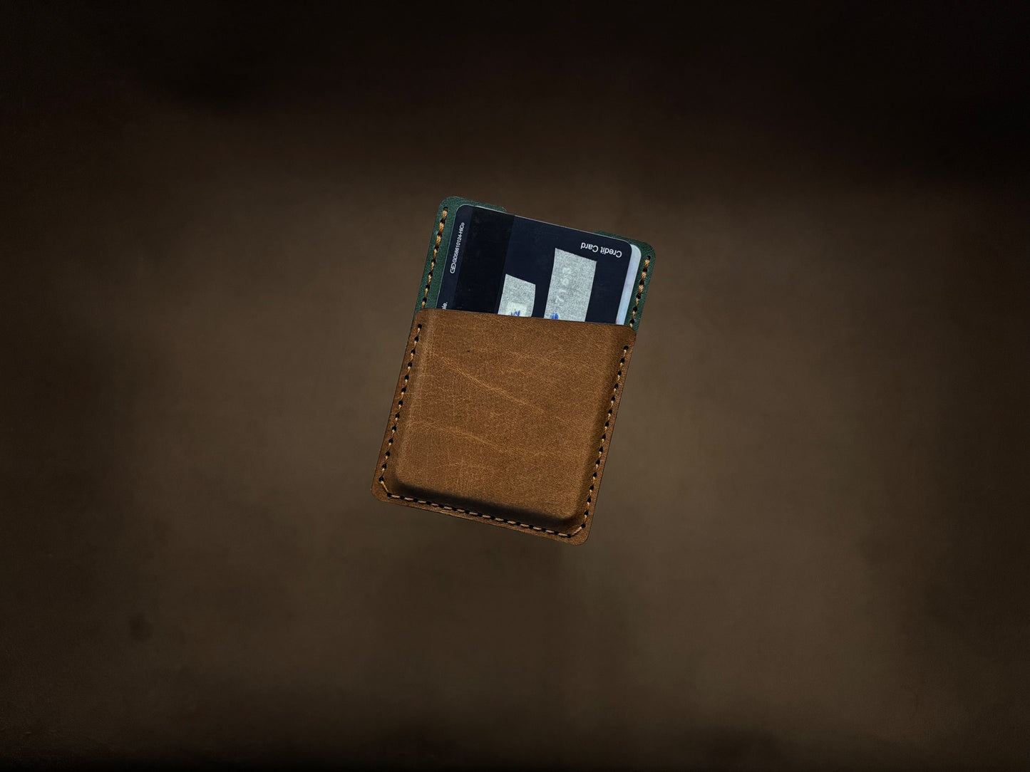The Card Sleeve - British Tan on Bottle Green