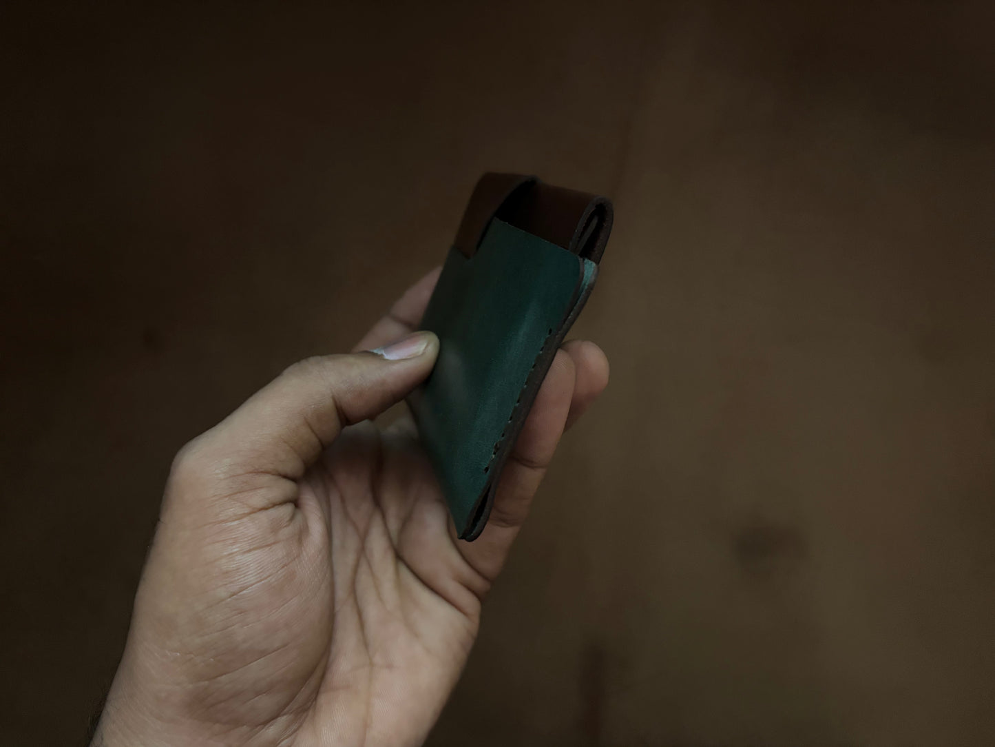 The Bond Wallet in Bottle Green and Dark Brown