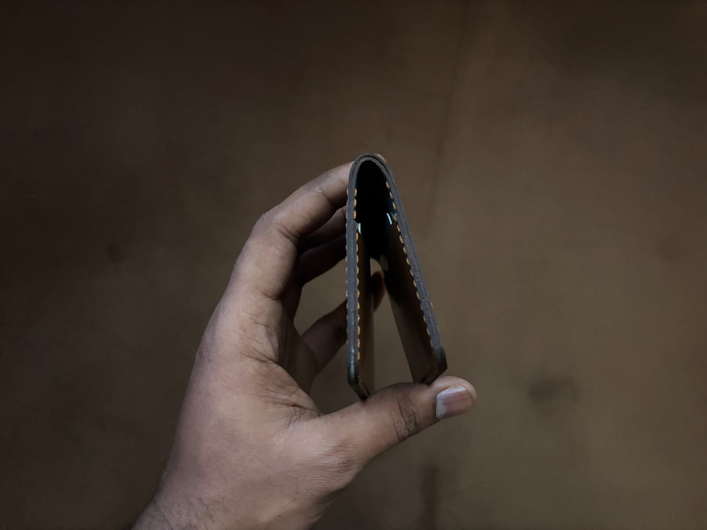 The Card Wallet - British Tan on Bottle Green
