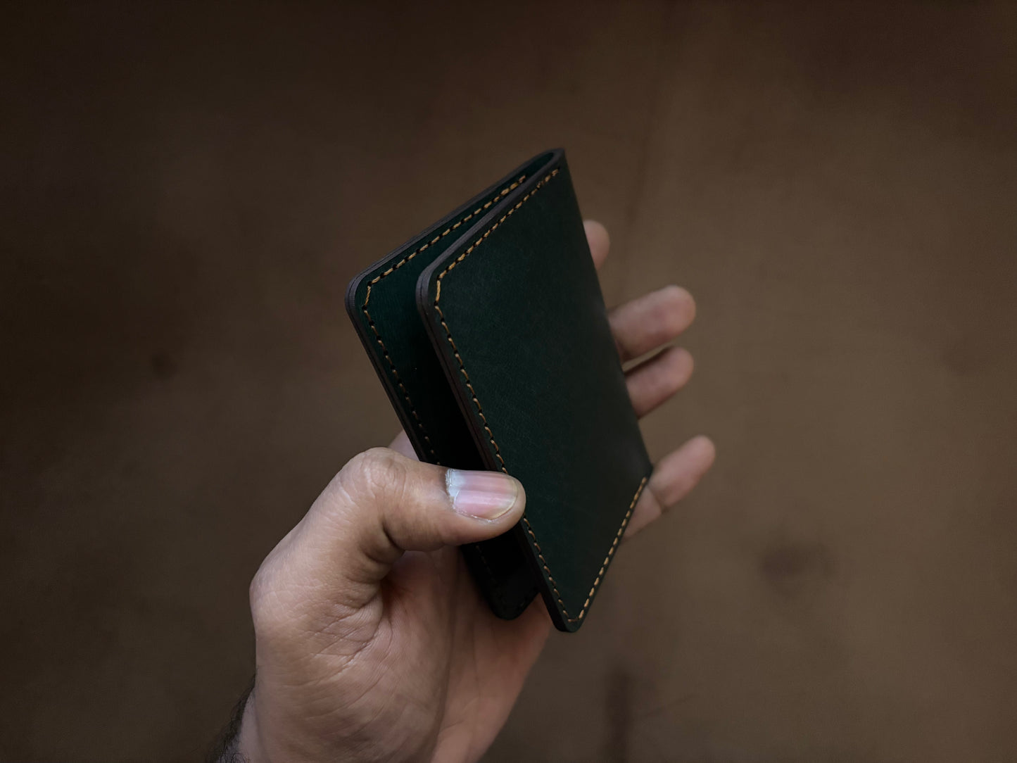 The Card Wallet in Bottle Green