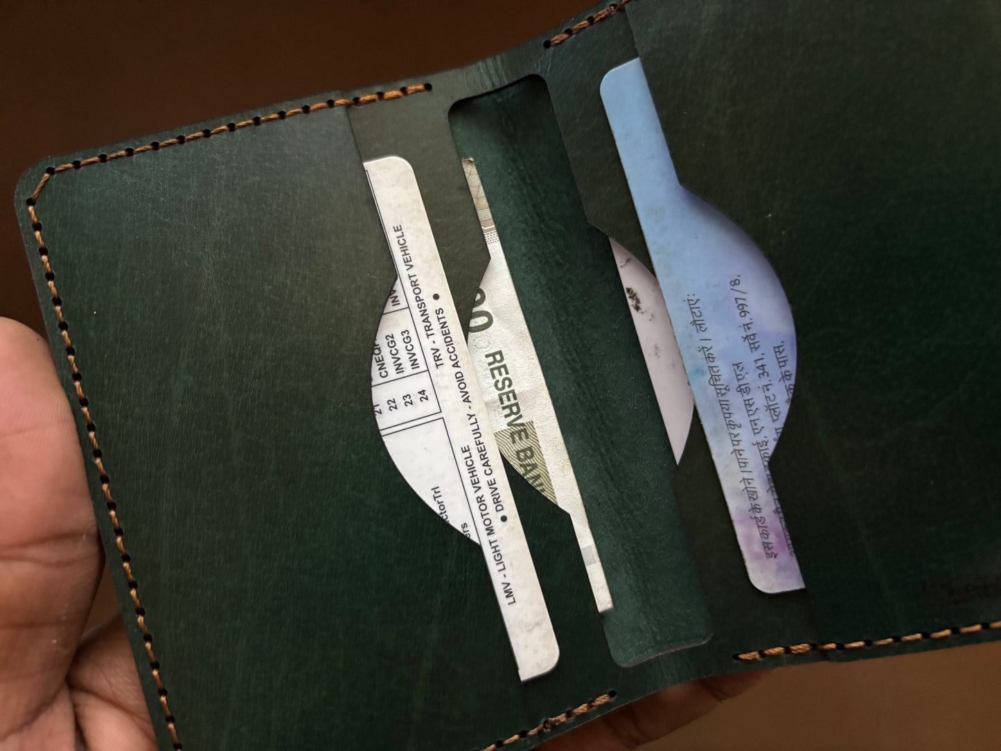 The Card Wallet in Bottle Green