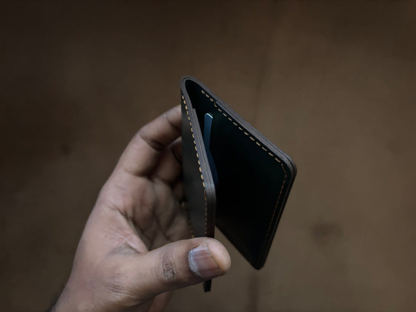 The Card Wallet in Bottle Green