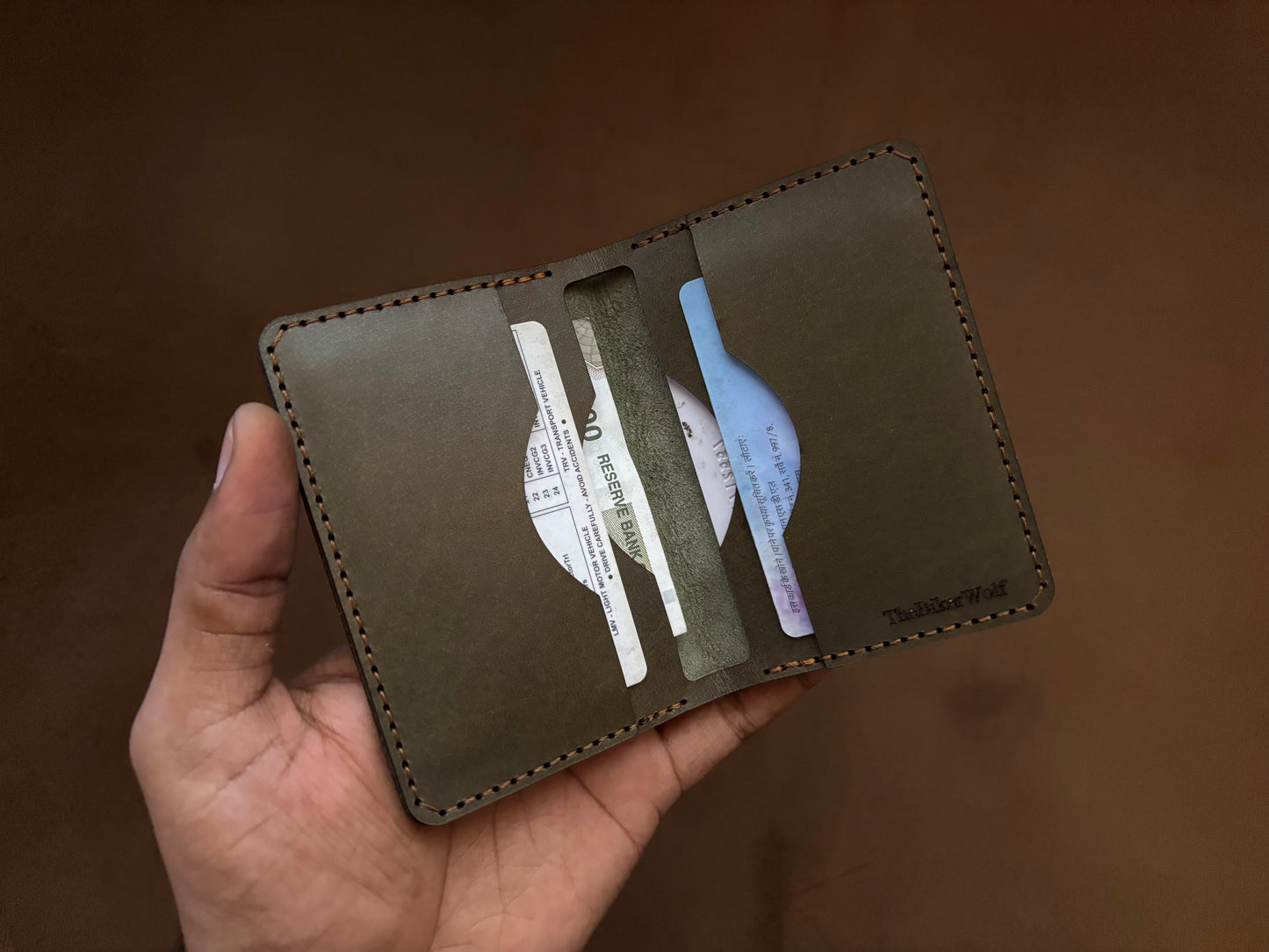 The Card Wallet in Olive Green
