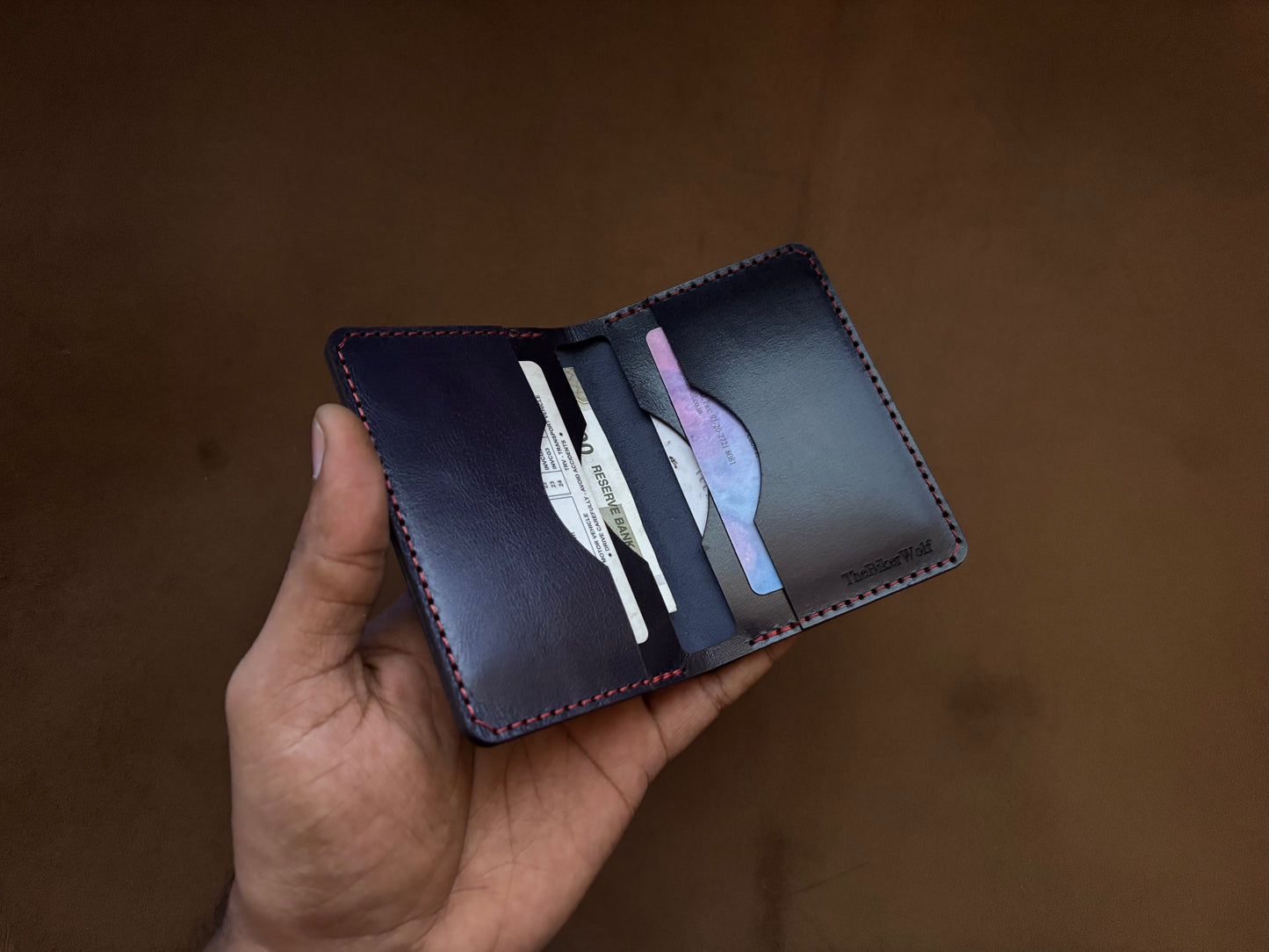 The Card Wallet in Midnight Blue