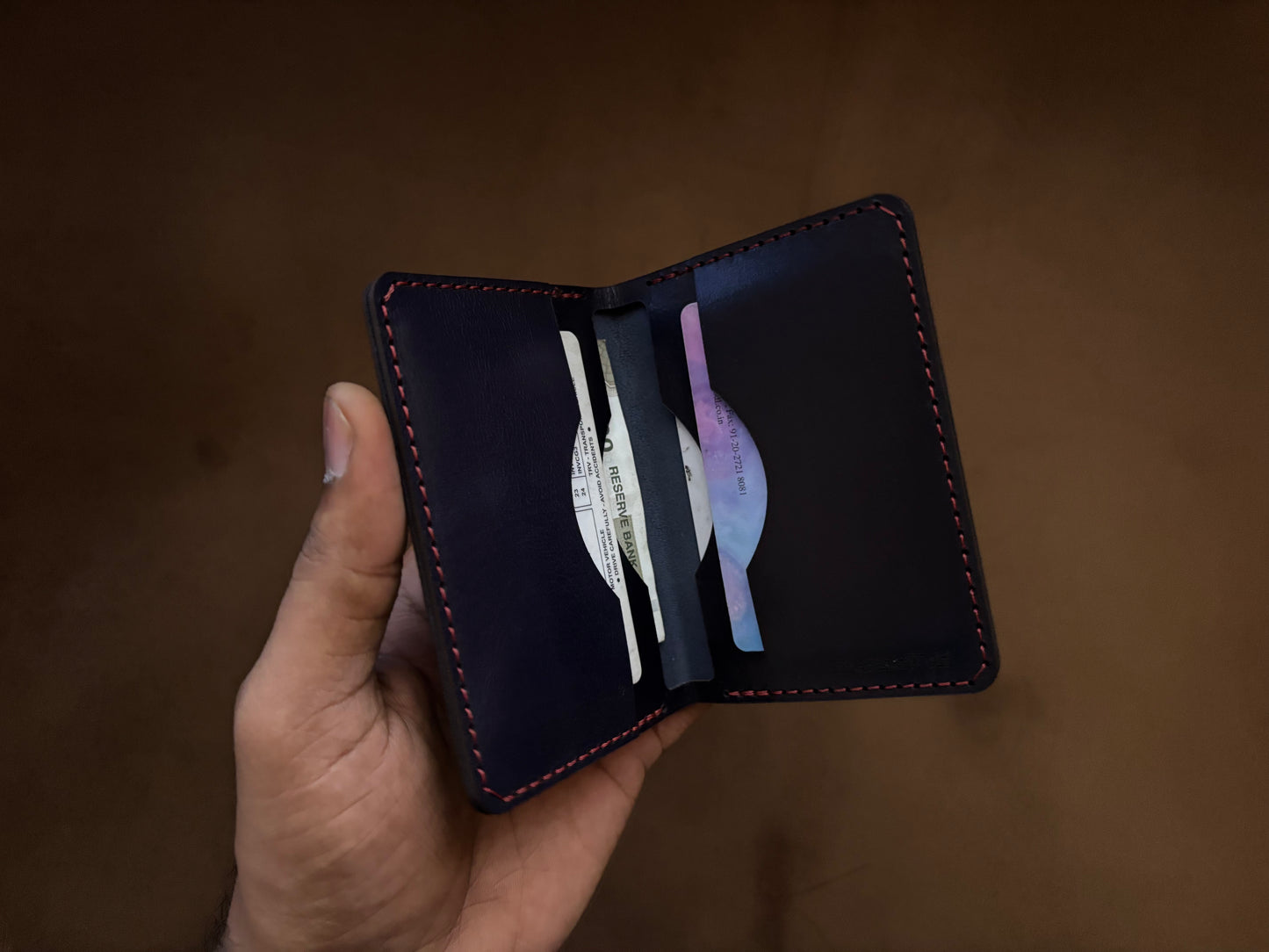 The Card Wallet in Midnight Blue