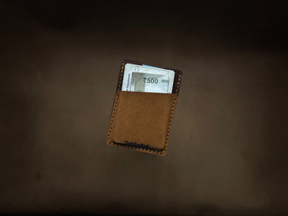 The Card Sleeve - British Tan on Dark Brown