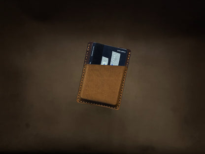 The Card Sleeve - British Tan on Dark Brown