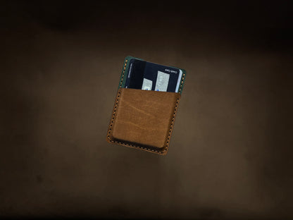 The Card Sleeve - British Tan on Bottle Green