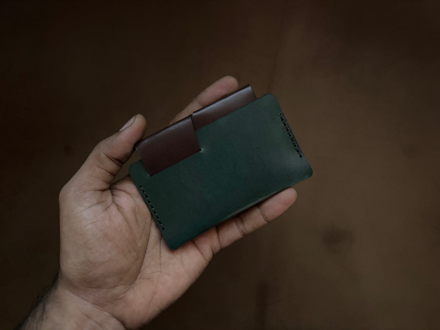 The Bond Wallet in Bottle Green and Dark Brown
