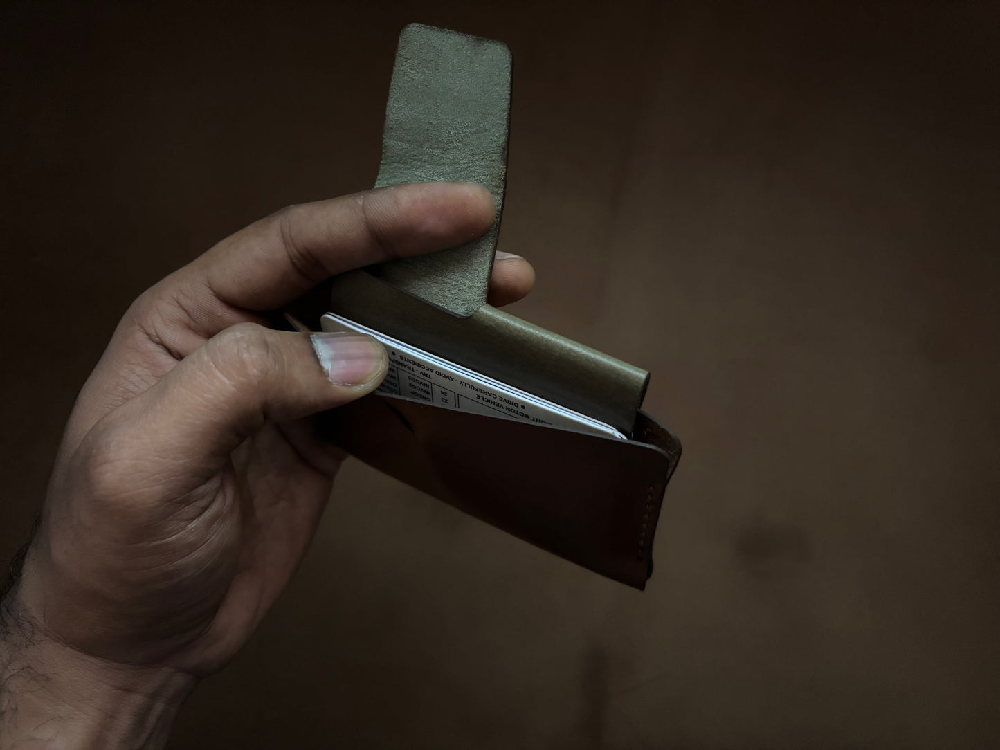 The Bond Wallet in British Tan and Olive Green