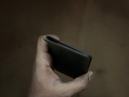 The Card Wallet - Bottle Green on British Tan