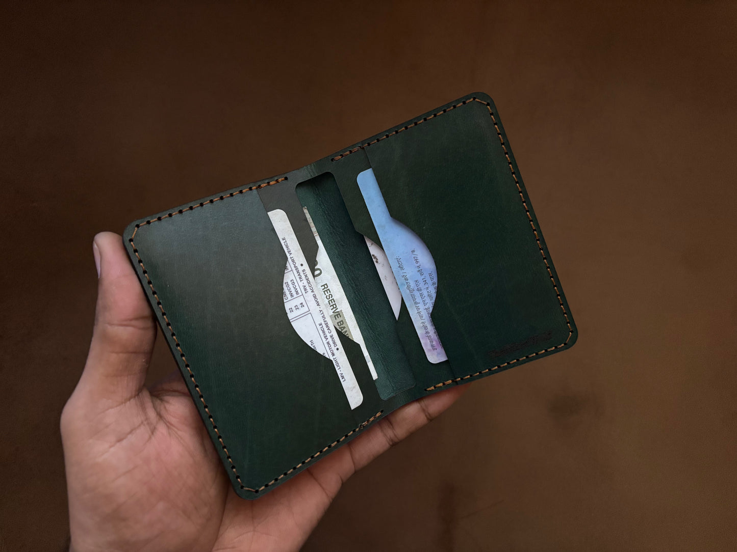The Card Wallet in Bottle Green