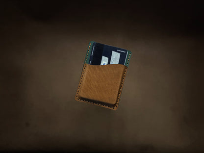 The Card Sleeve - British Tan on Bottle Green (Wavy)